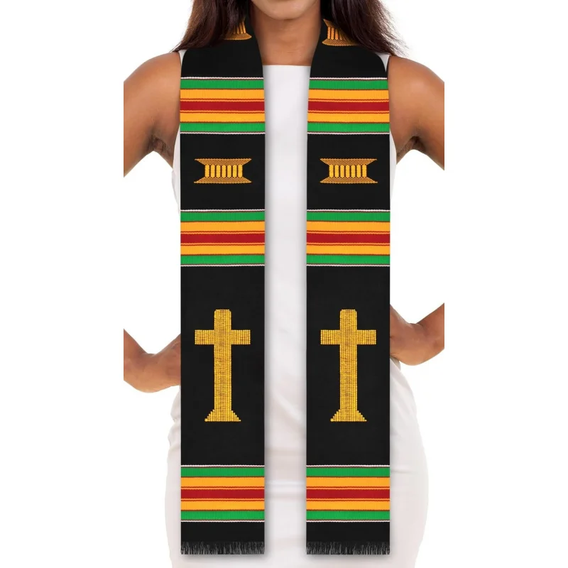 

Premium Handwoven Christian Kente Cloth Stole