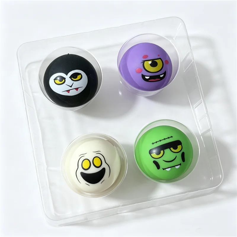 Needoh Spooky Squishkins Fidget Toy 4 Pack Halloween Monster Squeeze Ball Safe Quick Rebound Stress Release Adults Portable Gift