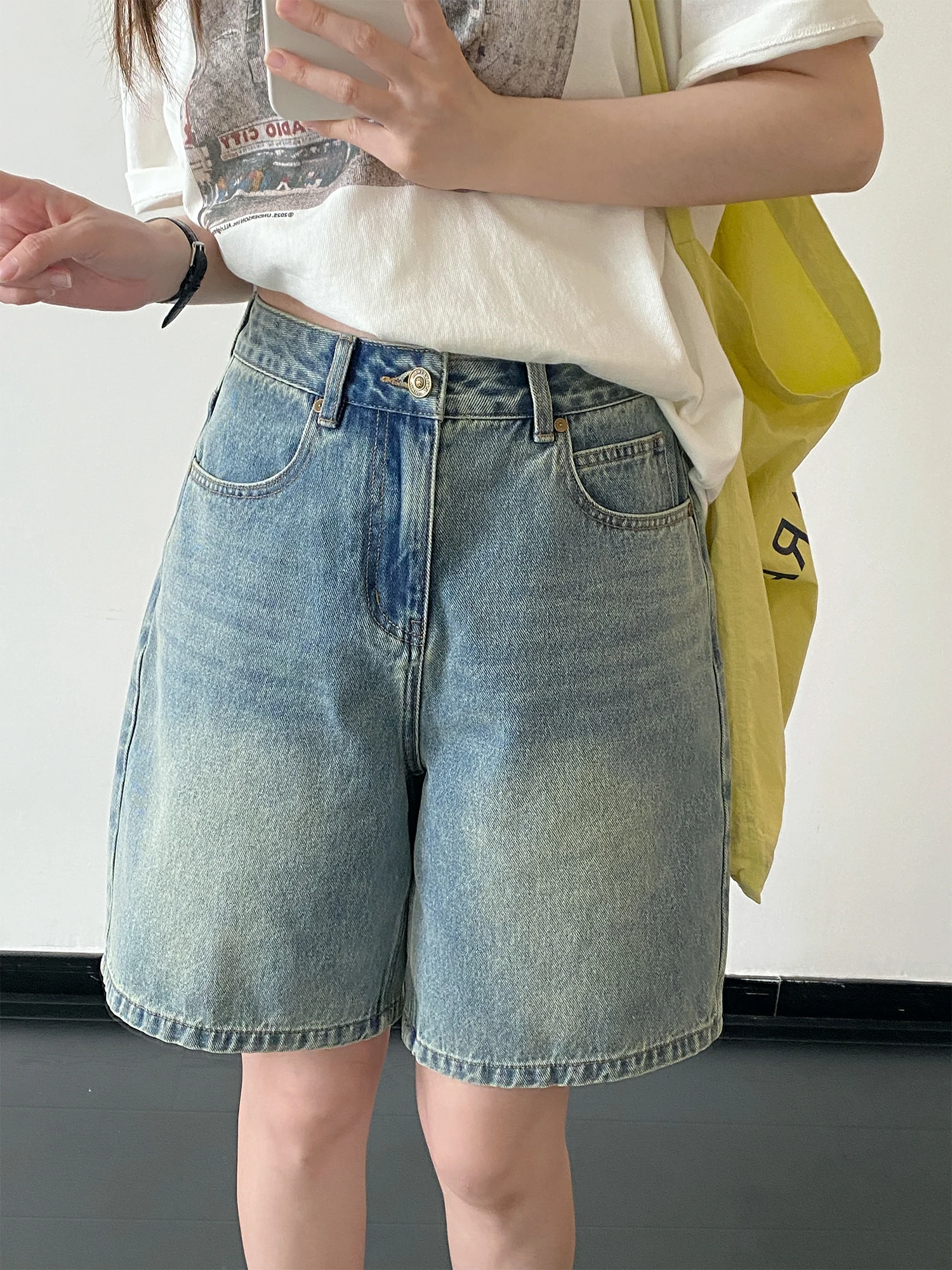

SunYeo High Waist Casual Faionable White Waed Denim Jeans Summer Sle Guide Straight Leg Ladies Jeans l Waist