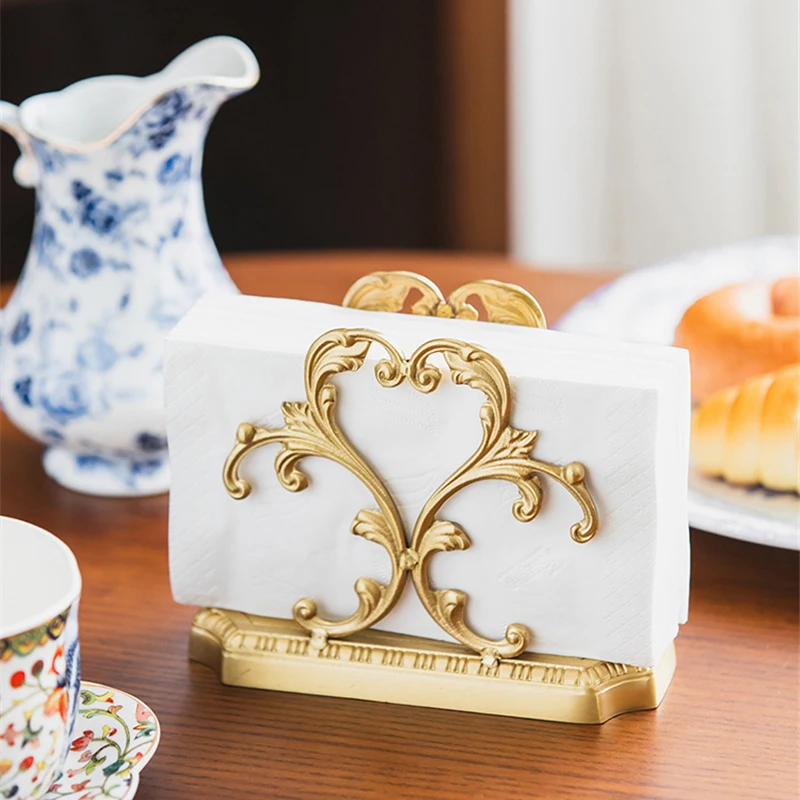 Brass Napkin Holder Organizer Retro Ornaments Restaurant Tissue Case Storager Living Room Diningtable Tissue Box Home Decor