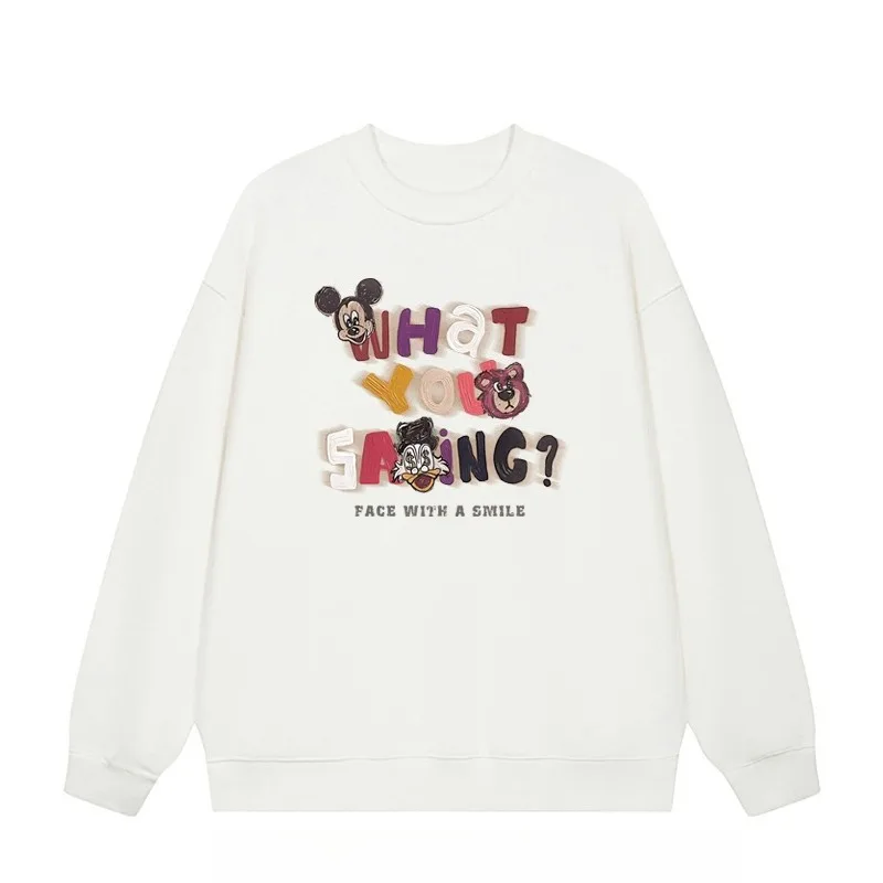 بلوفر بقلنسوة بحروف ميكي للسيدات لخريف وشتاء 2025 جديد بأكمام طويلة وفضفاض على طراز كسول