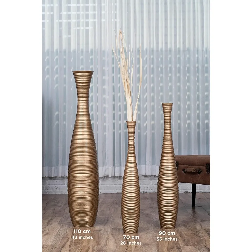 34 Tall Wooden Floor Vase for Home Decor - Ideal for Fake Plants & Pampas Grass