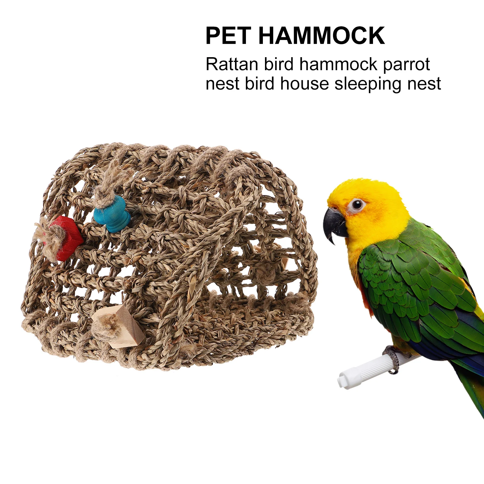 

Bird Hammock Rattan Hanging Bed For Parrot Pet Cage Nest Swing Sleeping Shelter Pet Bird Bed Nest Quick Dry Washable