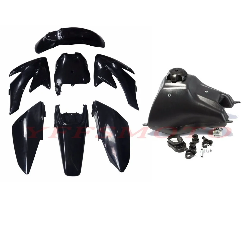 

Полный комплект черных пластиковых обтекателей для питбайка CRF70