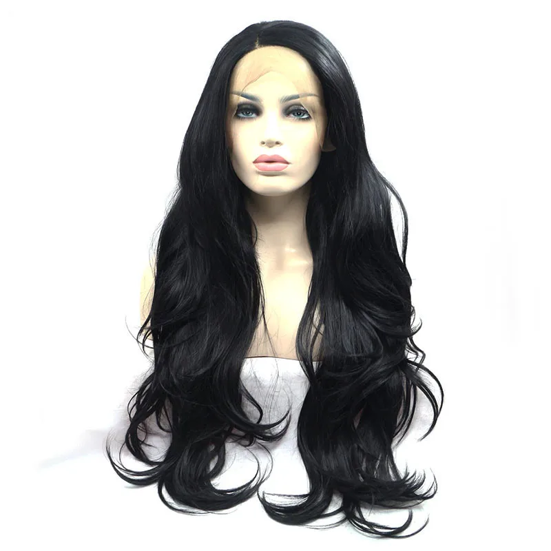 Female front high-temperature silk wavy roll hand woven lace wig synthetic fiber headband golden long style