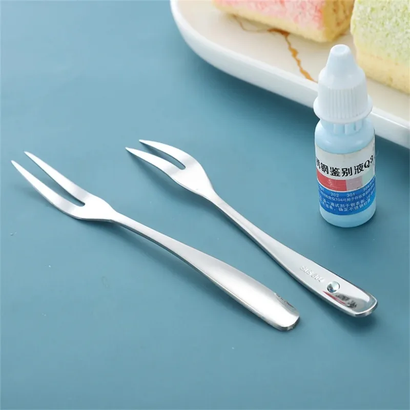

5/10 Pcs Fruit Fork Stainless Steel Two-toothed Cake Fork Western Small Fork Multifunctional Household Kitchen Accessories