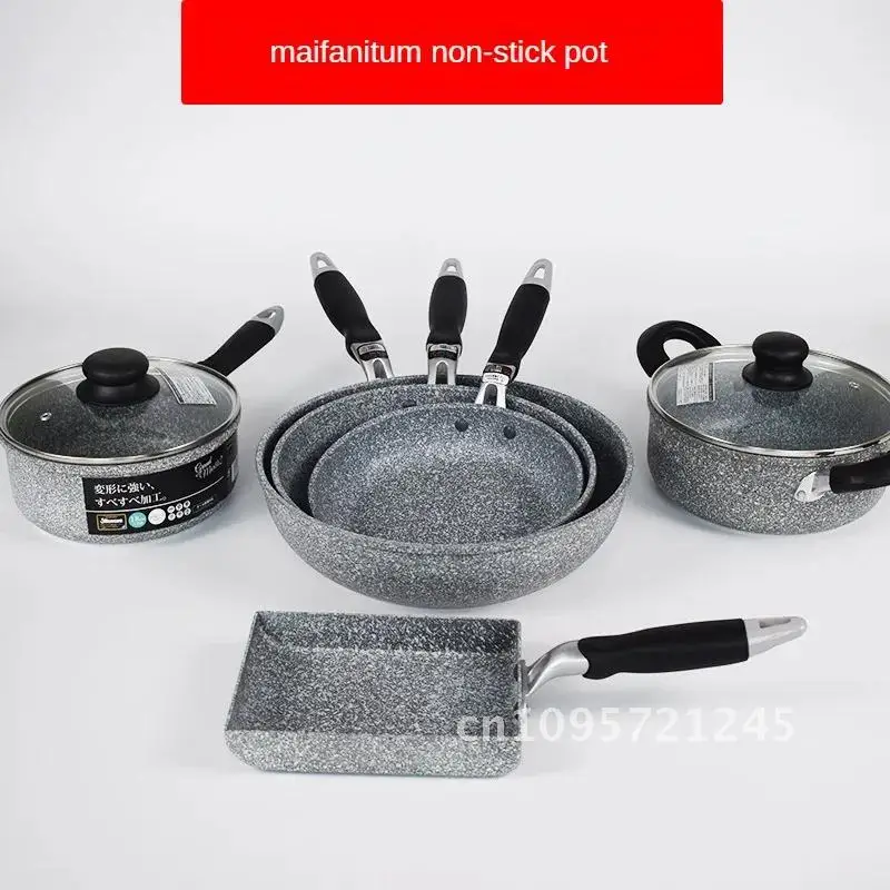 Durable Stone Frying Wok Pan Non-stick Fryer Pot Induction Ceramic Cooking Steak Cookware for Set Skillet Gas Stove Kitchen Tool