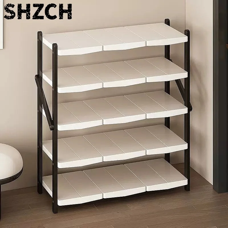 No-Assembly Foldable Shoe Rack with Boot Space Multi-Layer Storage Shelf for Rental Home