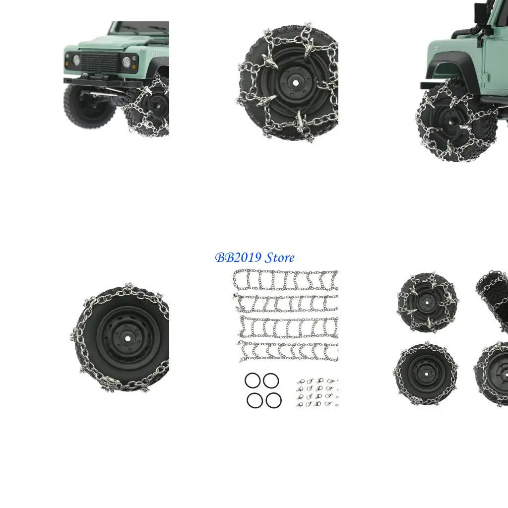 リモートコントロール用のQ0kbメタルタイヤチェーンCAR TYREチェーンの変更部品クローラーMN82 4x4WD 1:12車パーツの雪チェーン