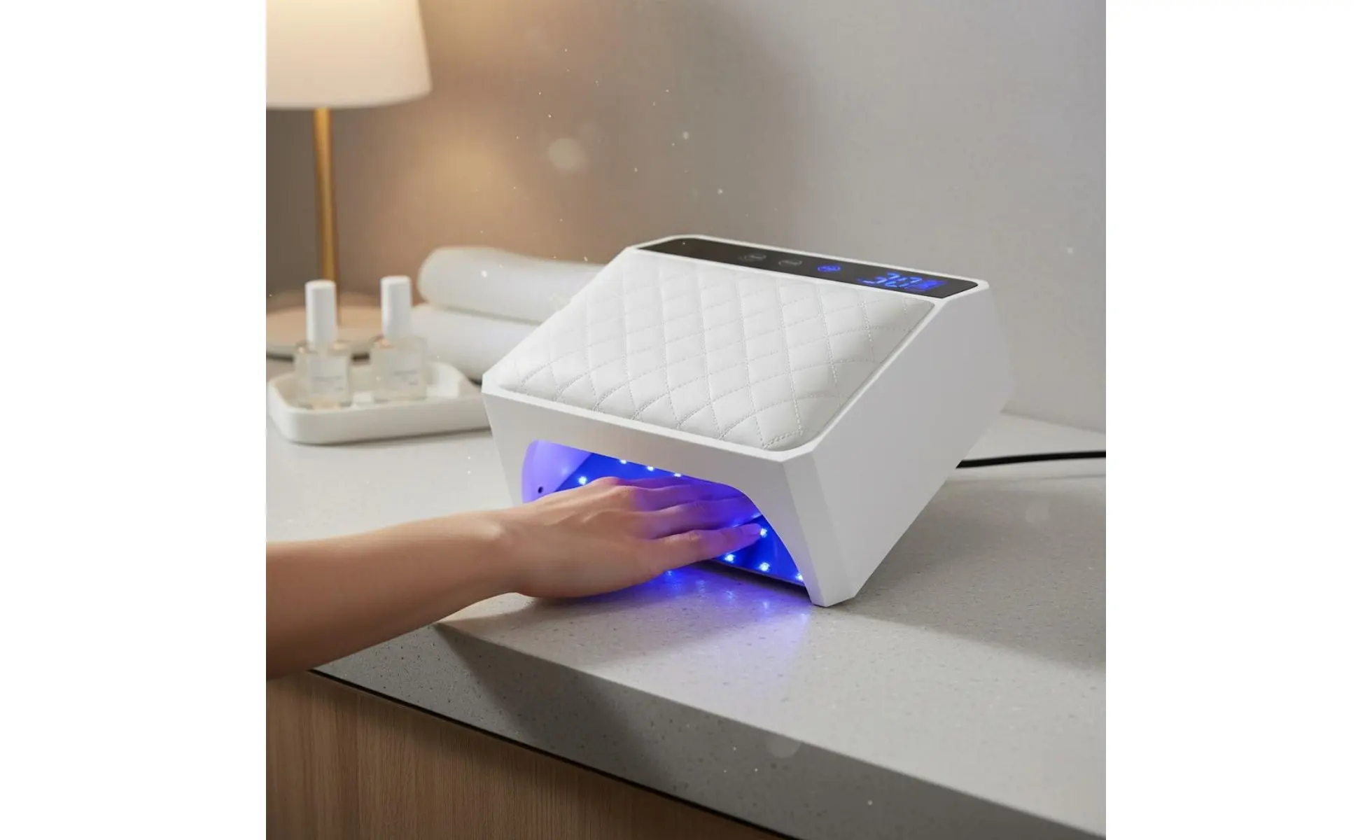 Illuminating Nail Curing Machine Large Space Battery-Powered Nail Lamp with Hand Rest Cosmetics Electronics 4 Timer Settings Illuminating Nail Curing Machine Large Space Battery-Powered Nail Lamp with Hand Rest Cosmetics Electronics 4 Timer Settings