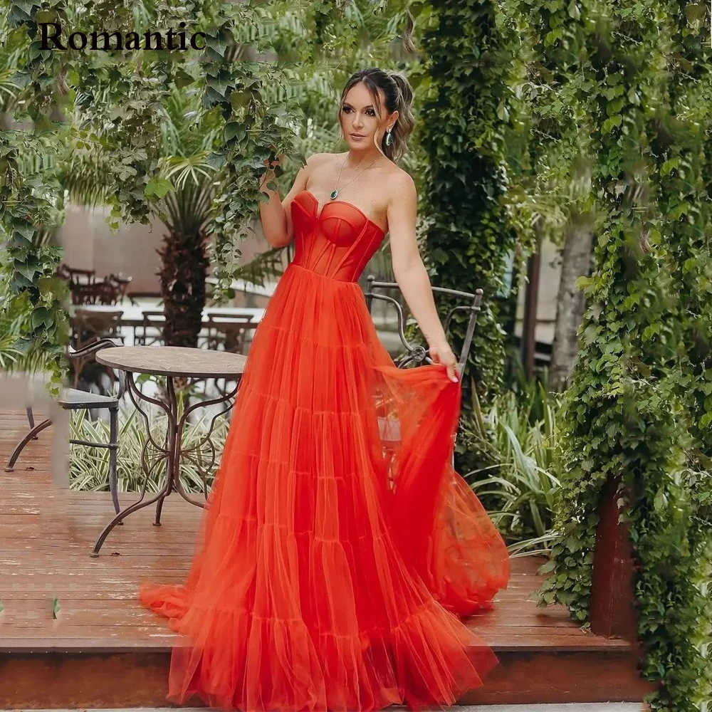 Romantic Red Prom Dresses 2022  A-Line Tulle Floor Length Sexy Sweetheart  Party Gown Celebrity Party Dresses sukienki damskie