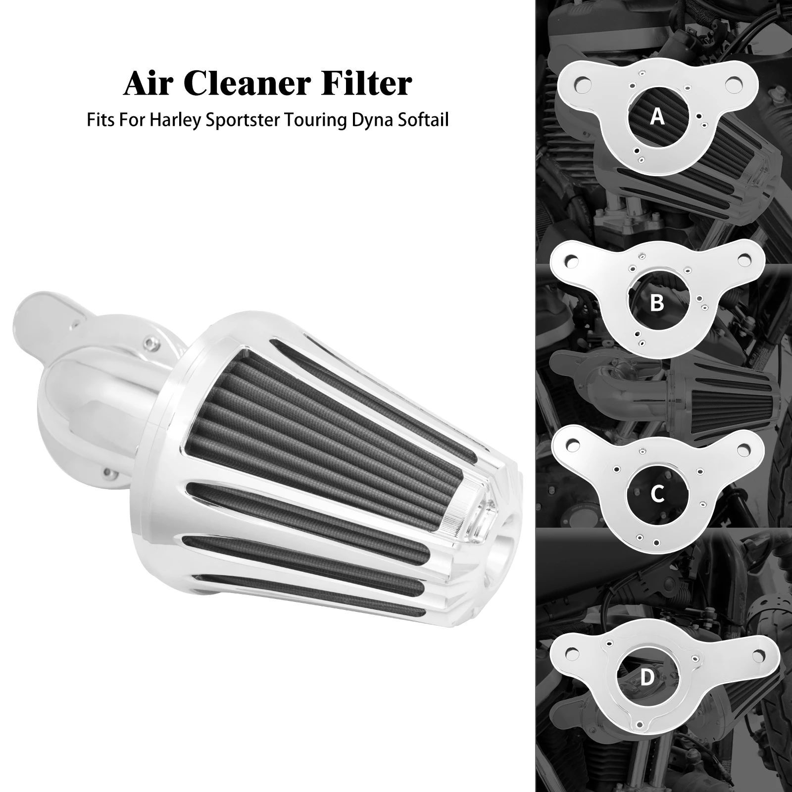 

Motorcycle Chrome Air Cleaner Filter Kits Intake For Harley Sportster XL 1200 883 Touring Road Glide Ultra Limited Softail Dyna