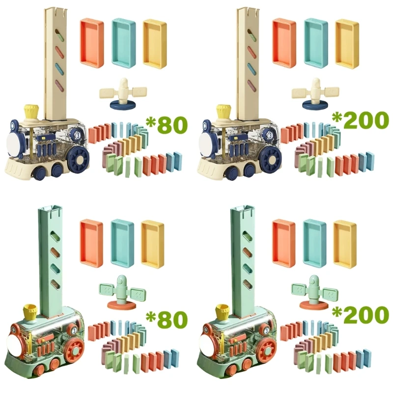 Conjunto trem elétrico dominó automático para famílias crianças 3 anos mais, conjunto dominó veículo elétrico,