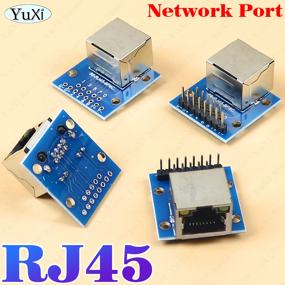 1-10Pcs RJ45 Network Port Adapter Test Board Horizontal 8 Pin Crystal Head Female Socket Circuit Board With Lndicator Light