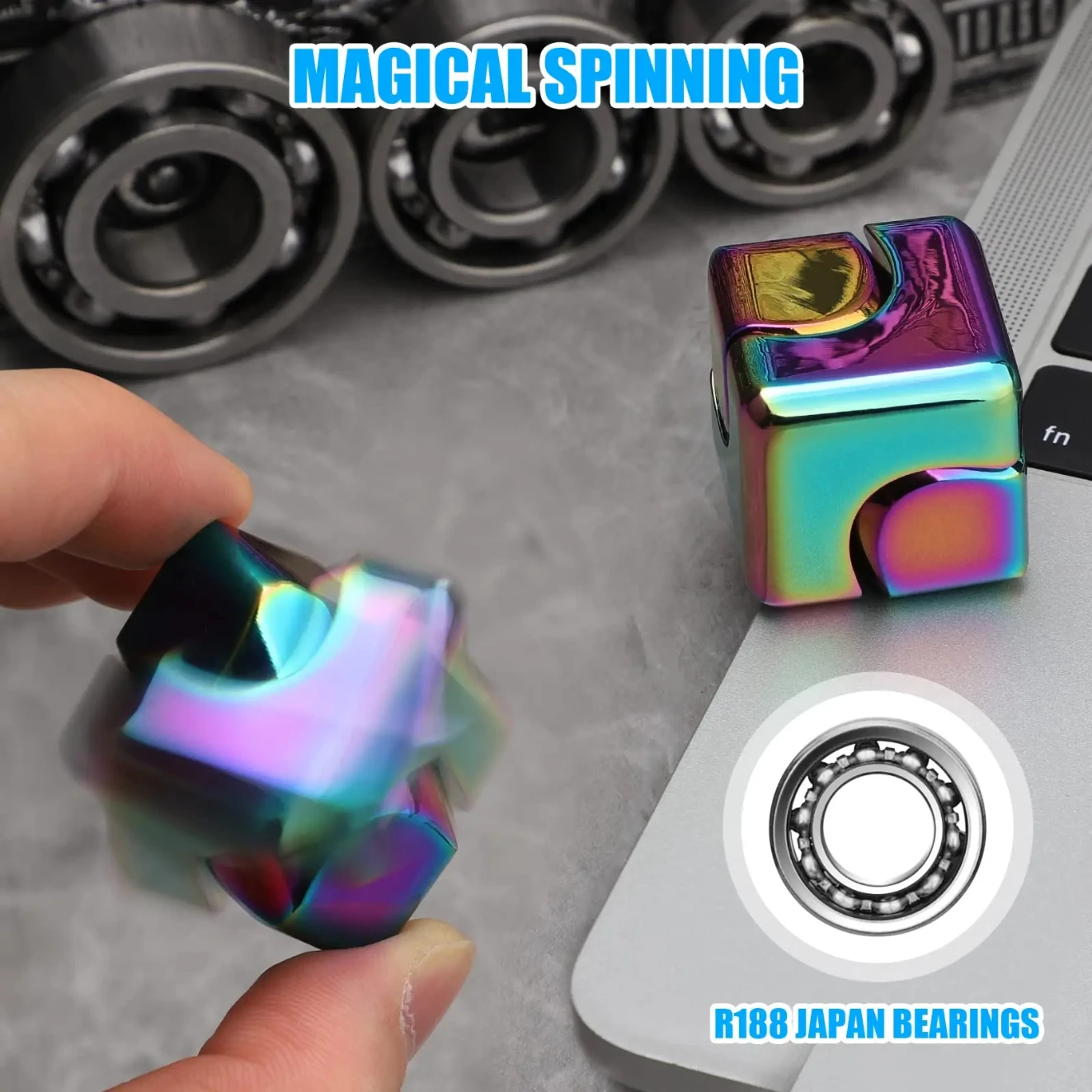 Giroscopio a cubo Fidget Spinner in metallo resistente per adulti, spinner a mano antistress, giroscopio portatile per dito EDC