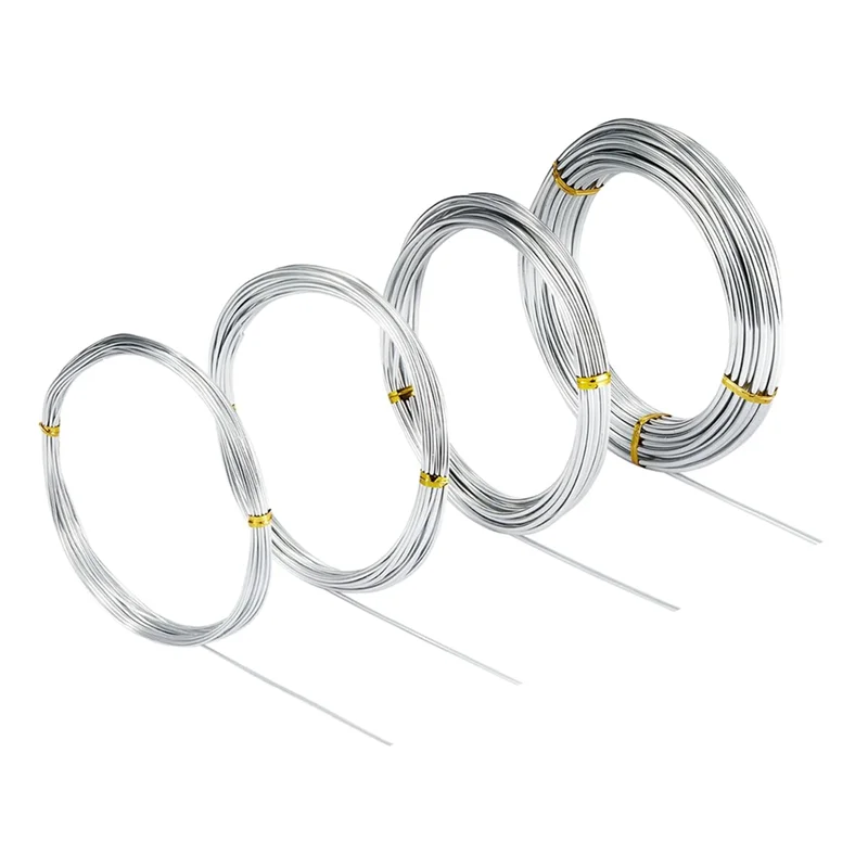 

NEW-4 Pcs Aluminum Craft Wires, 3Mm X 10M, 2Mm X 5M, 1.5Mm X 5M, 1Mm X 5M, Bendable Craft Wires For Sculpting Armature DIY
