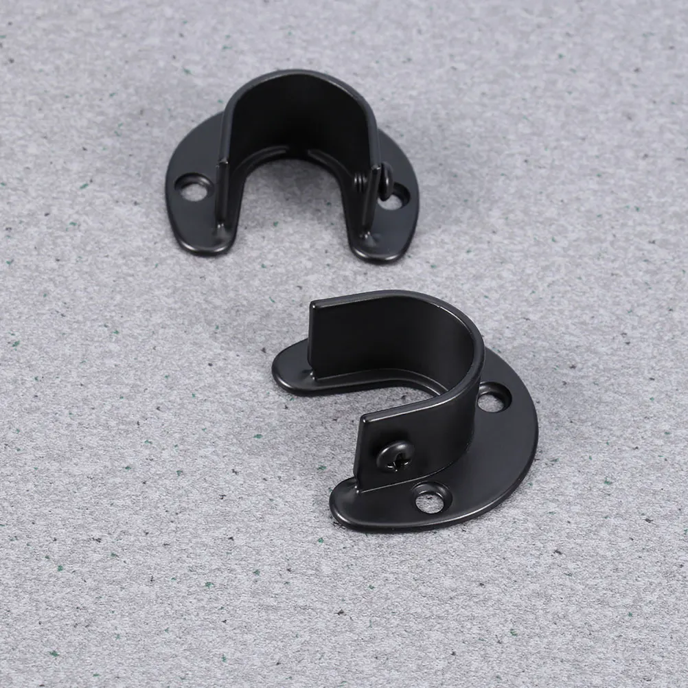 

8pcs Stainless Steel Closet Rod Holders Flange Rod Supports Clothline Pole Pedestals Wardrobe Storage Black