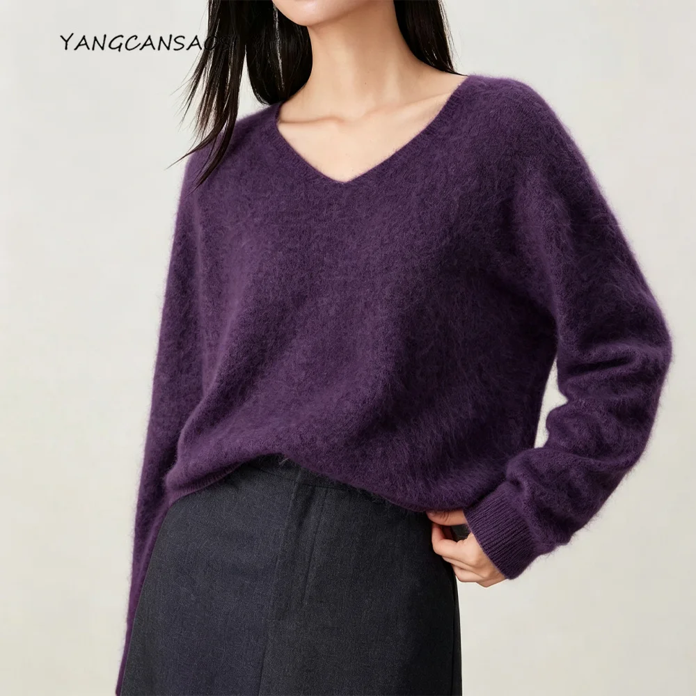 2026 Women's Fashion Autumn/Winter New 90%Wool 5%Cashmere 5%Mulberry Silk Blended Seamless One Piece Round Neck Knitted Sweater