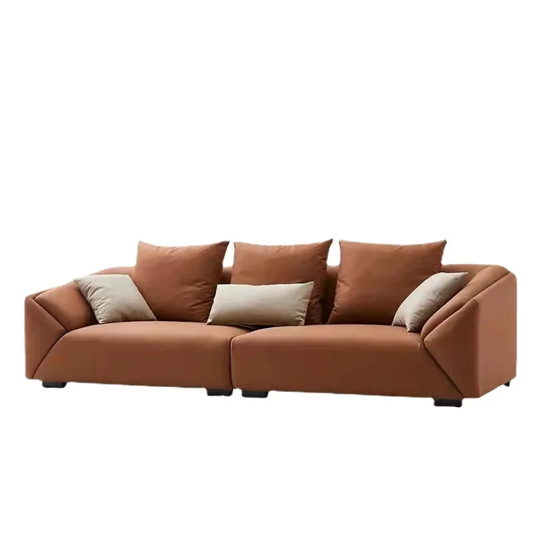 Italian minimalist leather sofa first layer cowhide