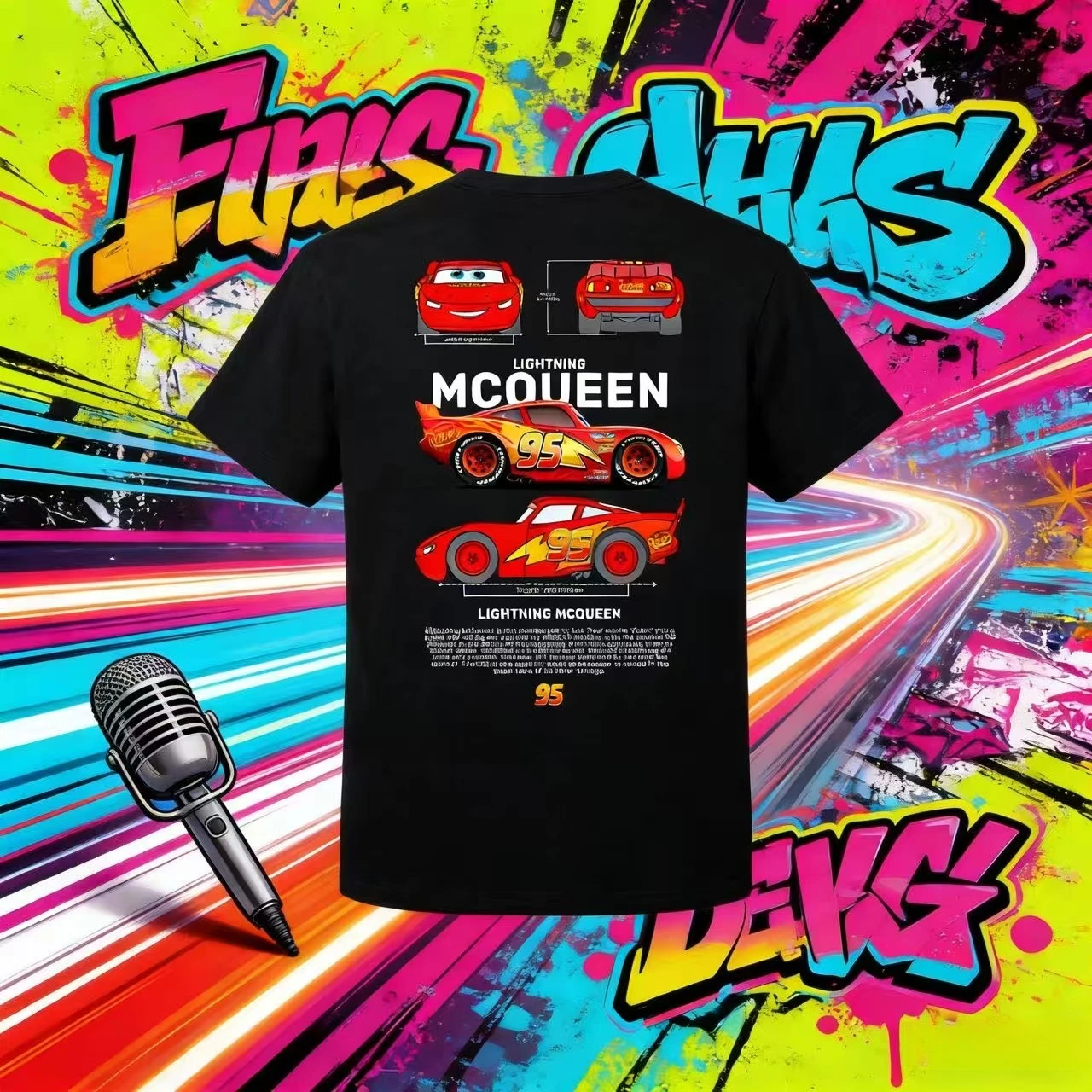 

Летняя футболка Disney Car Lightning McQueen из 100% чистого хлопка с принтом для мужчин и женщин, свободный, повседневный и модный топ