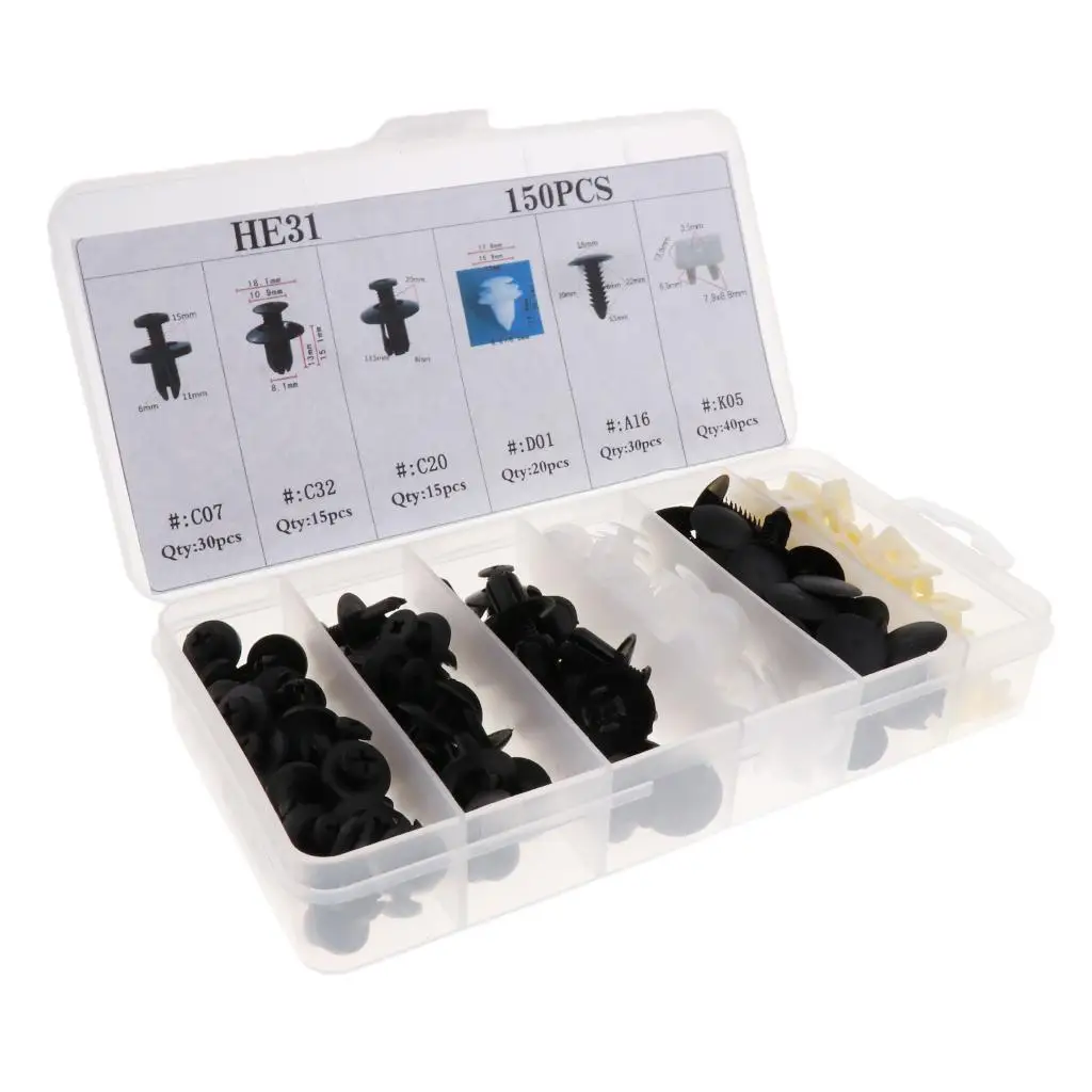 150PCS Car Body Interior Rivet Bumper Retainer Fastener Clip 6 Types