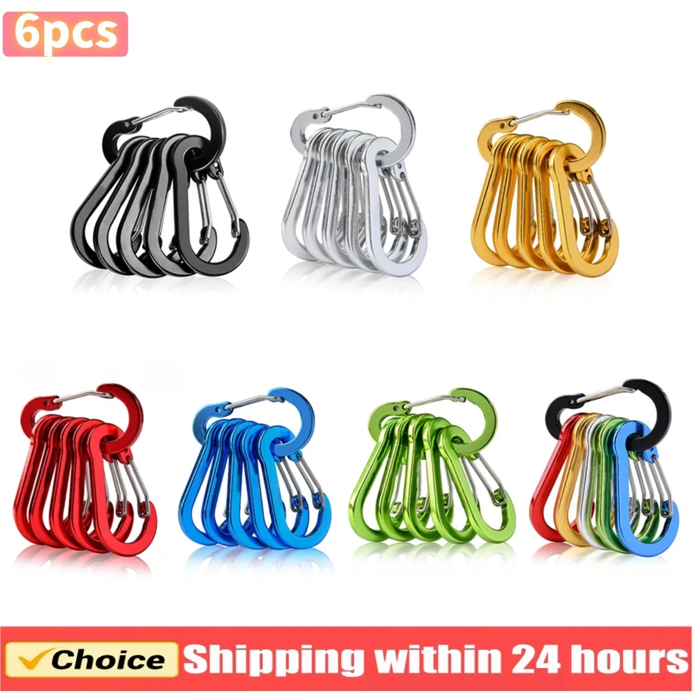 6 stücke Karabiner Clip Aluminium Legierung Schlüsselbund Lock Schnalle Snap D-Ring Clip Outdoor Rucksack Camping Multi Tool Angeln wandern Haken