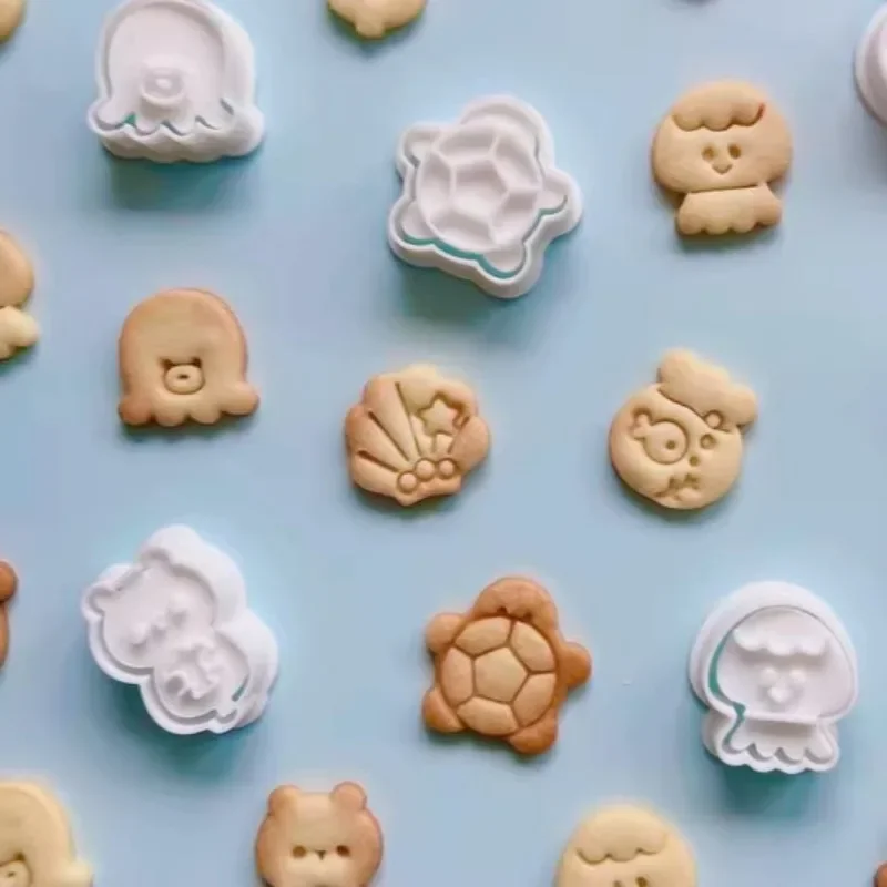 Sea World Whale Fondant Frosting Cookies Mold Marine Animal Jellyfish Sea Turtles Octopuses Cookie Cutter Baking Stamp Molds