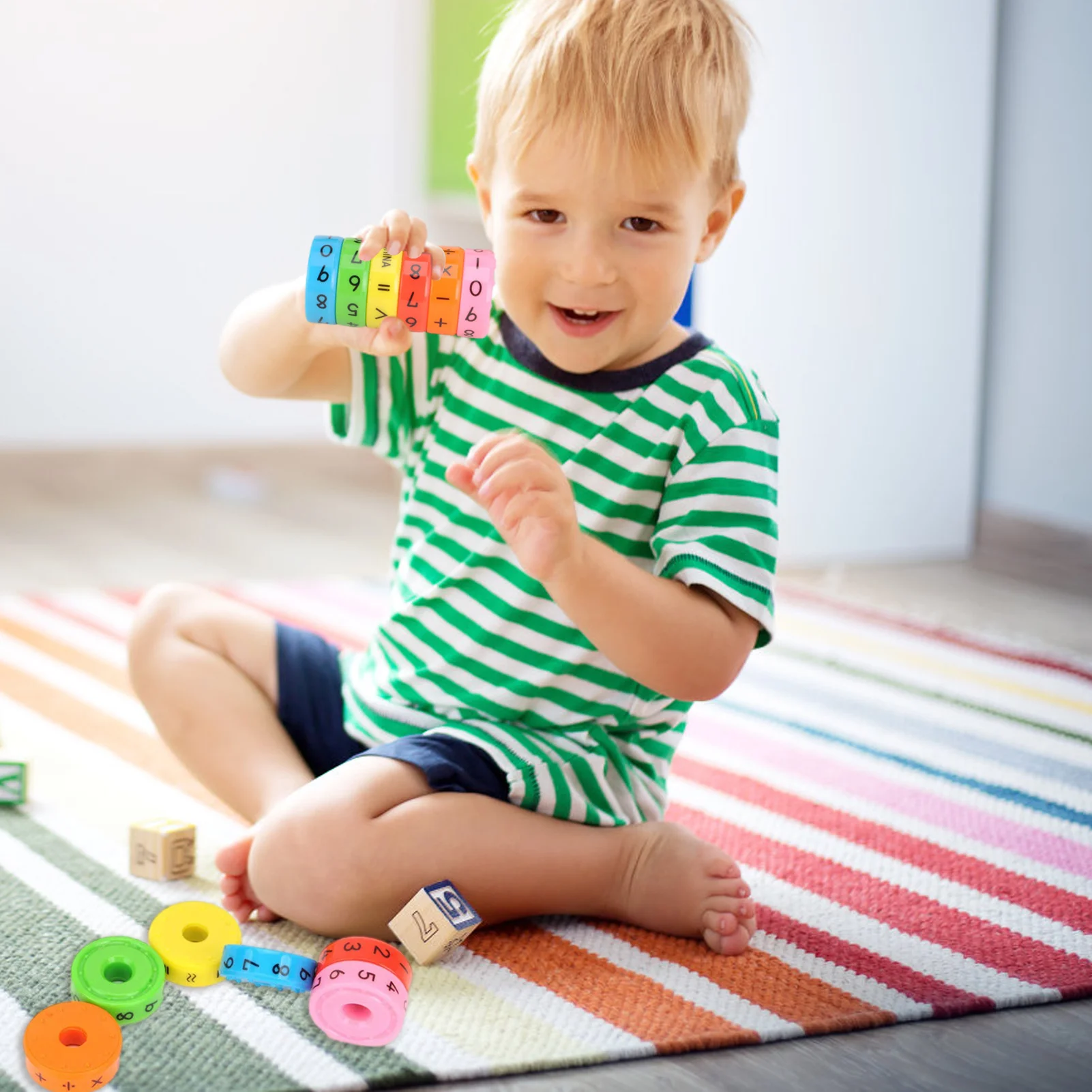 Juguetes de matemáticas Montessori ABS coloridos para niños, Juguetes Educativos de aprendizaje preescolar, rompecabezas de números para niños