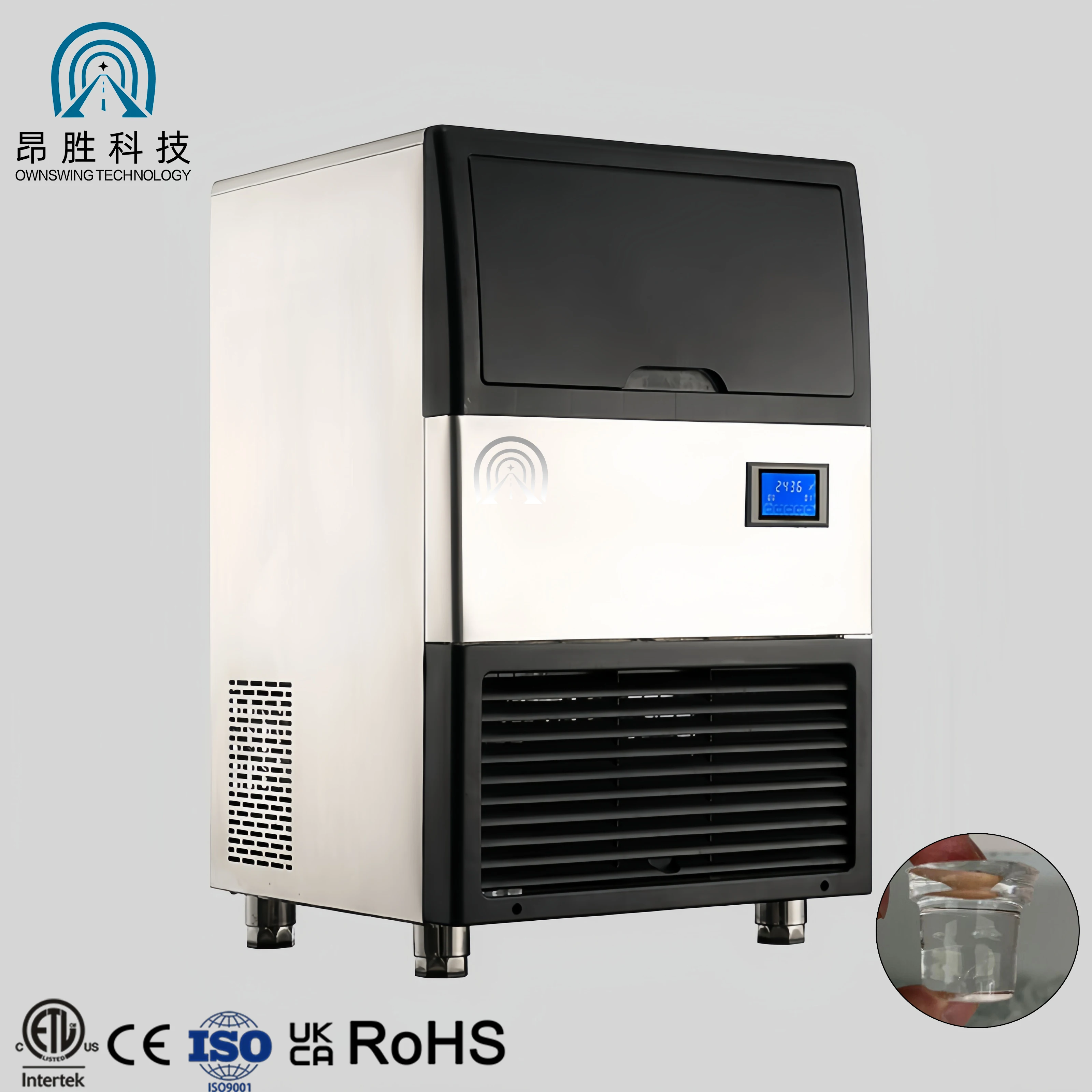 Small Automatic 68kg/24h Bullet Ice Machine Cylindrical Making Maker for Professional Business Kitchen Cooling Station Pro