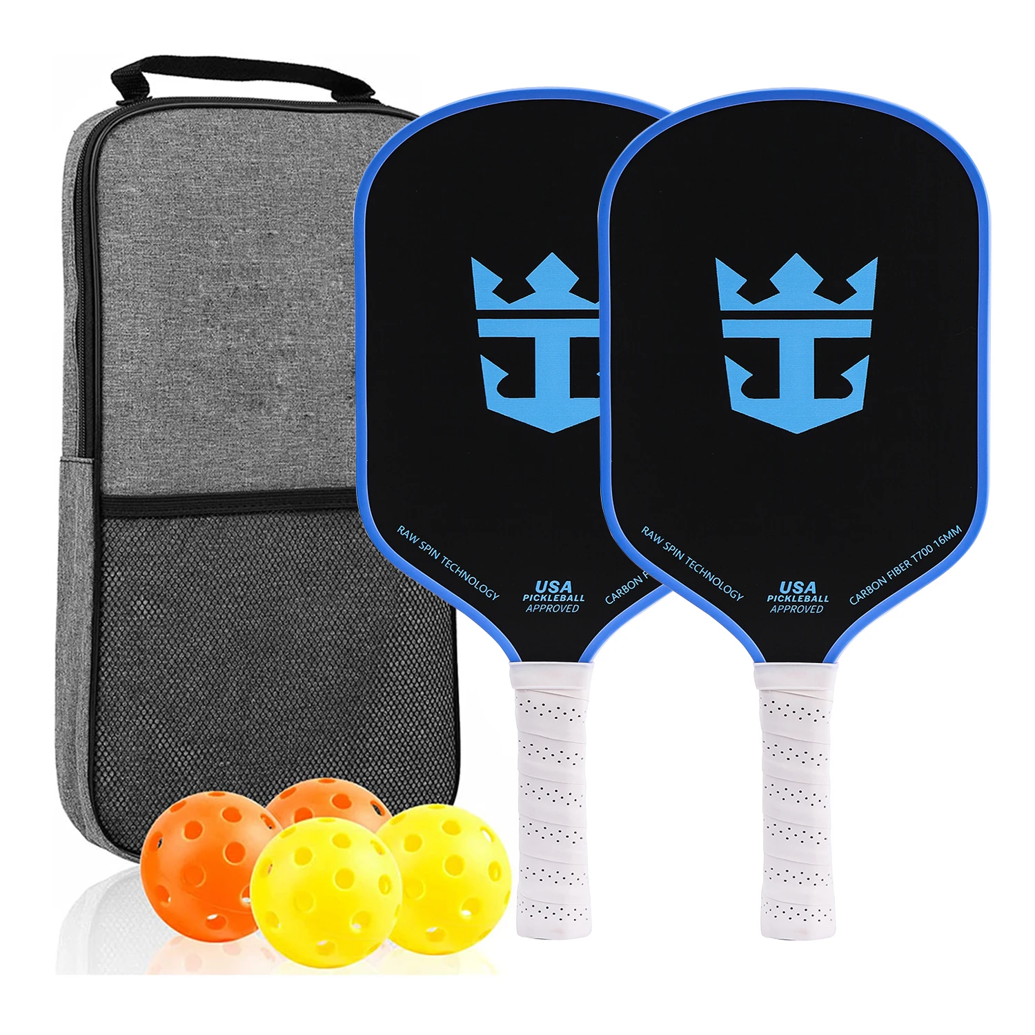 T700 Pickleball Paddle Carbon Fiber Friction Raw PRO Paddles Honeycomb Core Long Handle Light Swing Weight USAPA Approved