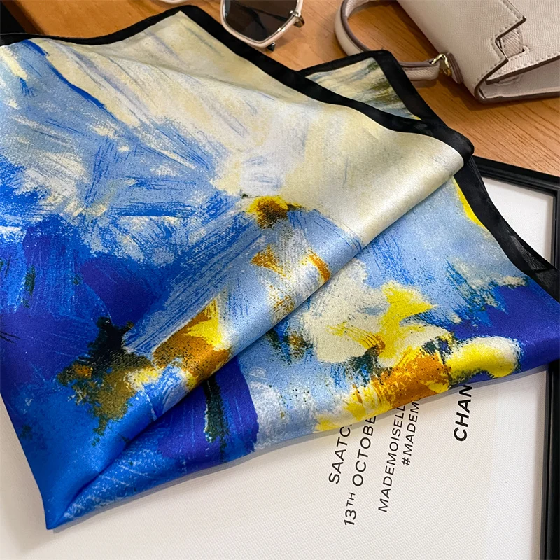 Fashion 100% Silk Satin Scarf Women Handkerchief Printed Bag Scarfs Female Square Head Bandana Small Neck Scarves For Ladies