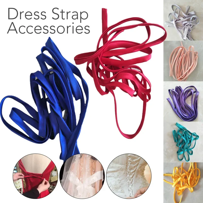 Adjustable Wedding Dress Zipper Replacement 4M & Corset Lace-Up Back Kit - 157 Inch Satin Ribbon with Ivory White Lace Trim