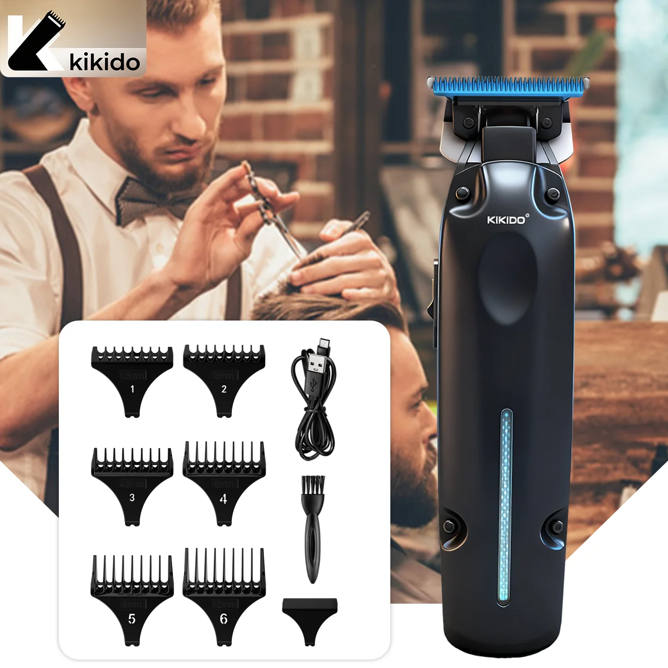 KIKIDO مهنة الشعر المتقلب الكهربائية أداة تهذيب اللحية للرجال مقص الشعر آلة قص الشعر أدوات للعناية الشخصية #1
