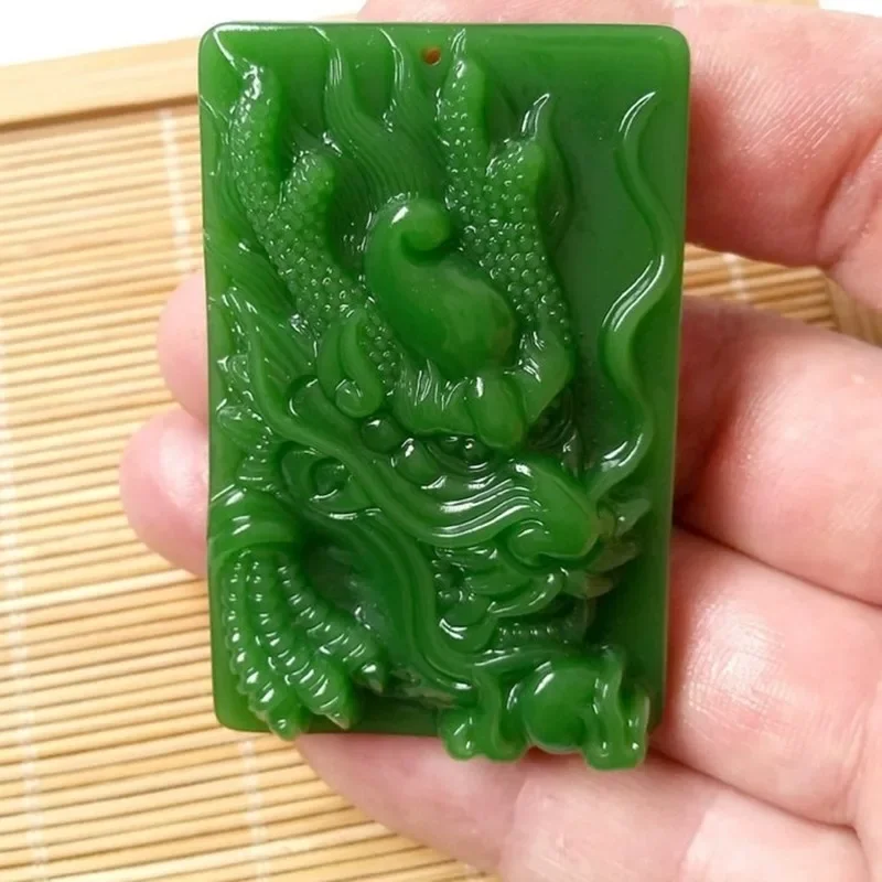 

Natural Green Hand Carved Zodiac Dragon Jade Pendant Fashion Jewelry Men's and Women's Zodiac Dragon Necklace