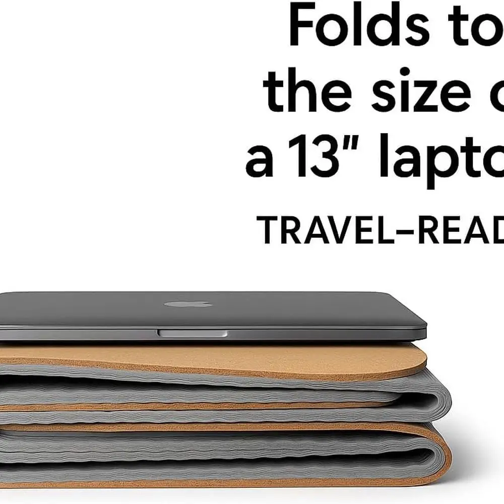 سجادة يوجا محمولة قابلة للطي مقاس 5 مم مع سطح من الفلين - خفيفة الوزن وقابلة للتعبئة وسهلة التخزين، مثالية للتمدد واليوجا والبيلاتس - داخل