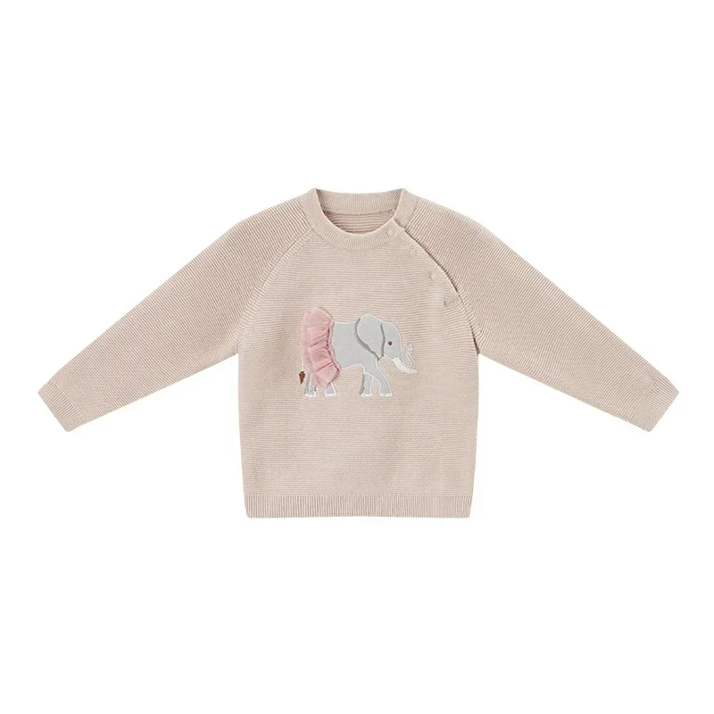 

2023 Europe and The United States Autumn New Baby Animal Three-dimensional Embroidery Knitted Top Warm Baby Pullover Sweater