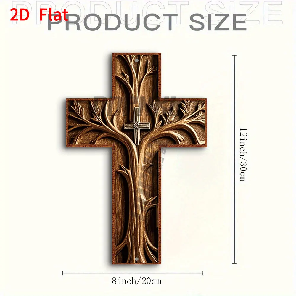 2D Flat, Metal Cross Wall Art Decor, Indoor Home Wall Hanging Decor, for Living Room, Bedroom, Perfect for Christmas, Halloween