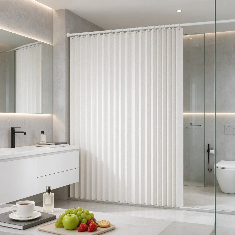 Foldable Shower Curtain Bathroom Partition for Wet Dry Separation Waterproof Setting Design Hotel Hanging Modern Home Decor Set