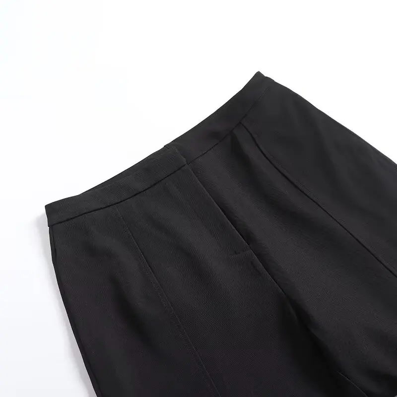 Maxdutti Minimalist And Fashionable Commuting Loose Casual Pants Women Black Lantern Type Trousers Office Ladies Pants