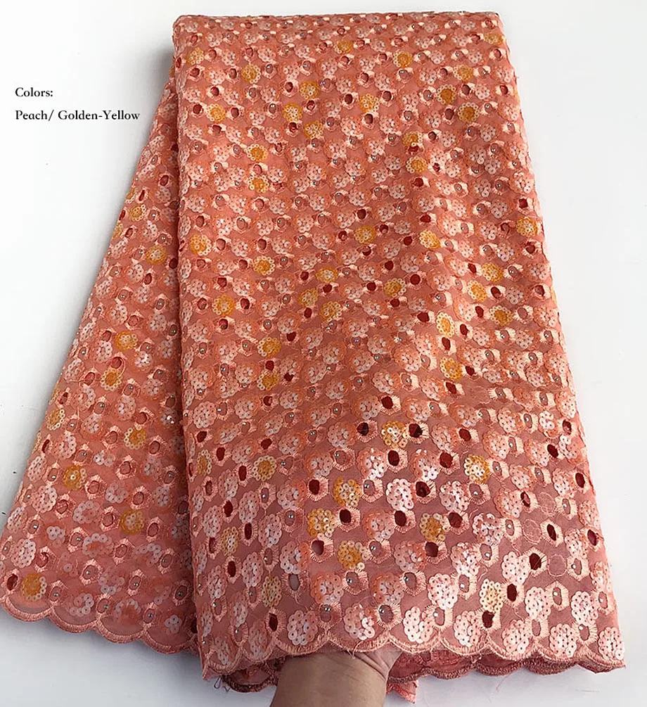 Fashion Handcut Organza Lace with Sequins Big Sale African Embroidered Lace Fabric Sewing Event Occasion Dress for Women