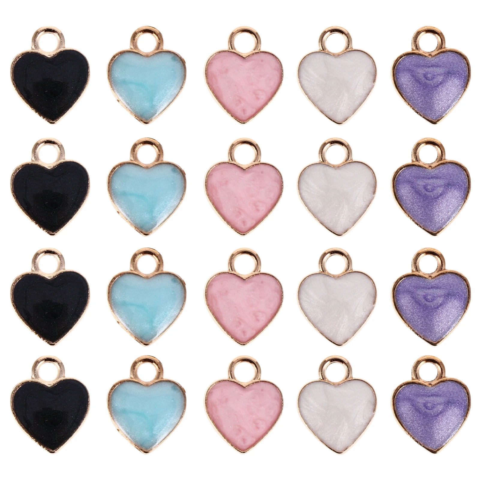 

50pcs Heart Shaped Pendant Alloy Charms Mini Earrings Necklace Bracelet Jewelry Accessories Stylish Unique Design