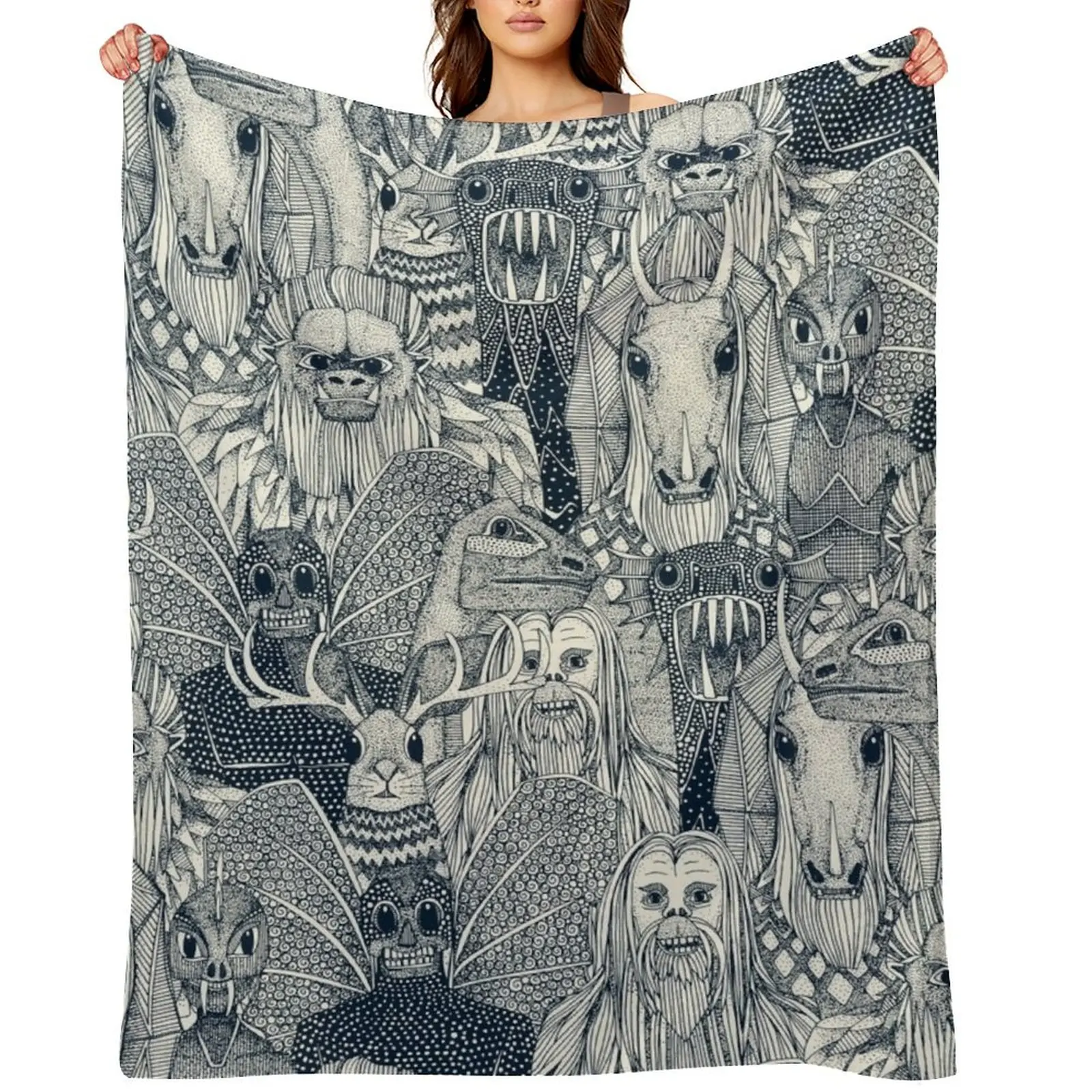 

cryptid crowd indigo pearl Throw Blanket Cute Vintage Soft Big Softest Blankets