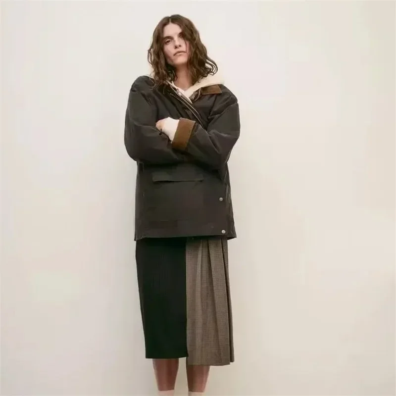 Traje de invierno con capucha para mujer, chaqueta Formal cálida para mujer, ropa de trabajo de negocios gruesa, abrigo de oficina para mujer