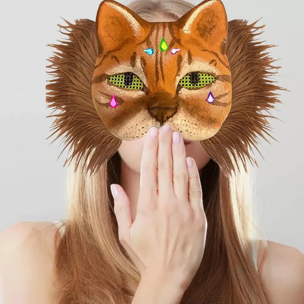 DIY Cats Foxes Mask With Furs Eye Meshes Sticker,Therians Dress Up Mask To Paint,Animal Mask Arts Craft Costume Party Cosplay