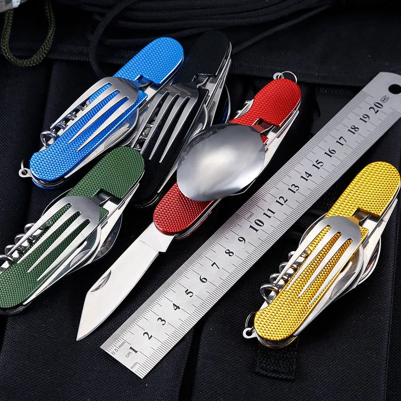 Newest Foldable Camping  Set - Multi-Functional Knife, Fork, Spoon Combo For Outdoor Activities And Sports Camping Picnic Travel