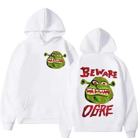 2026 Men's Street Style Autumn-Winter Casual Loose Hooded Sweatshirt (Shrek Creative Fun Print Long Sleeve Hooded Shirt