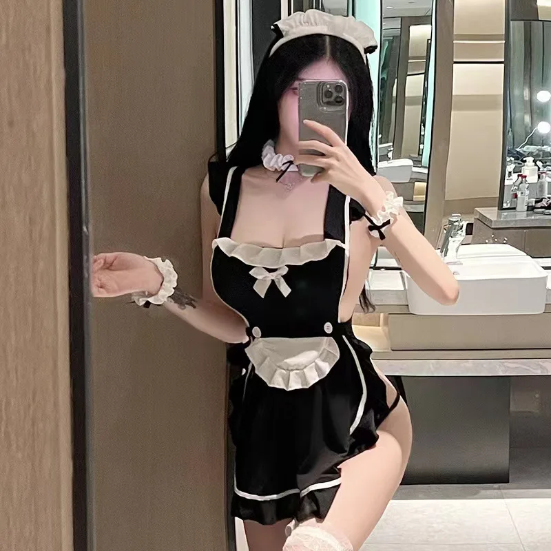 Sexy lingerie Sexy passion free maid dress apron lace lace-up uniform sexy suit