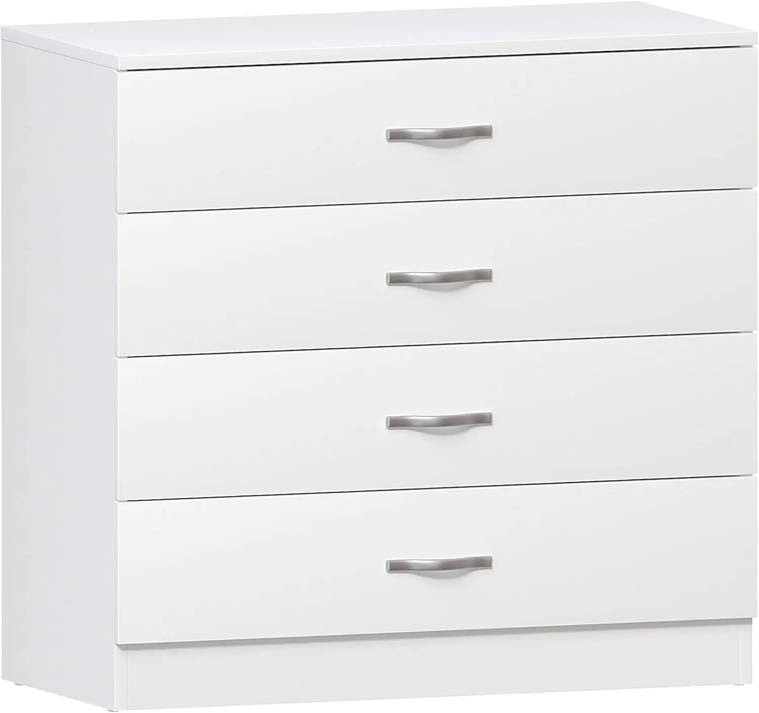 White Chest of Drawers, 4 Drawer Metal Handles Runners Anti-Bowing Support Furniture furniture bedroom