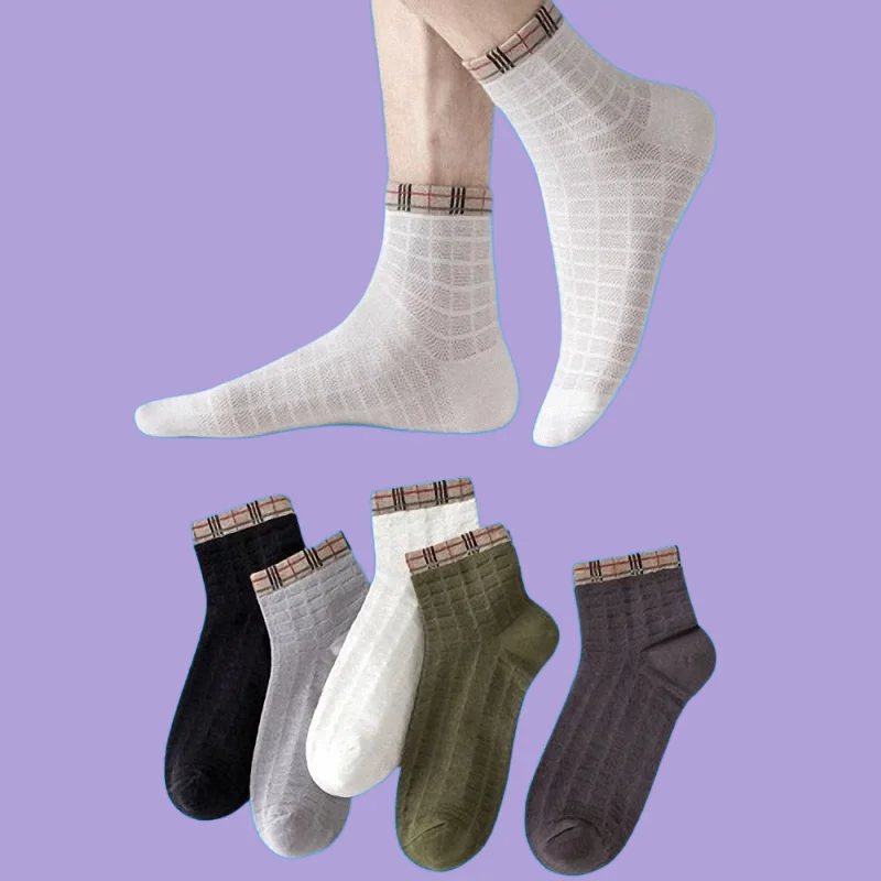 

5/10 Pairs High Quality Men's Mesh Sports Socks Breathable Deodorant Sweat-absorbent Long Men's Socks Fashion Thin Middle Socks