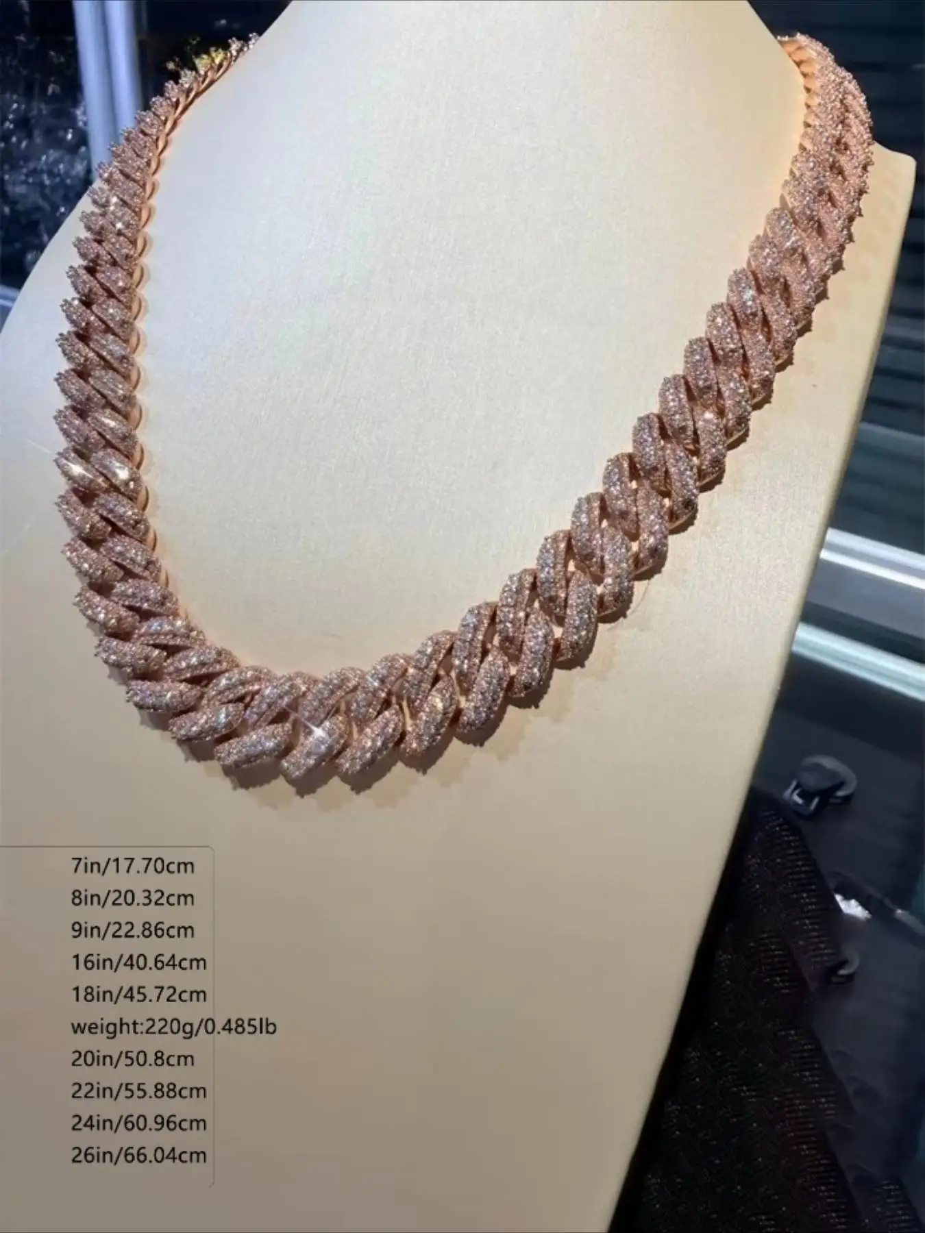 Hip-hop Jewelry 18mm Iced Cuban Necklace VVS D Color Fully Iced Diamonds, Available in Multiple Color Styles,